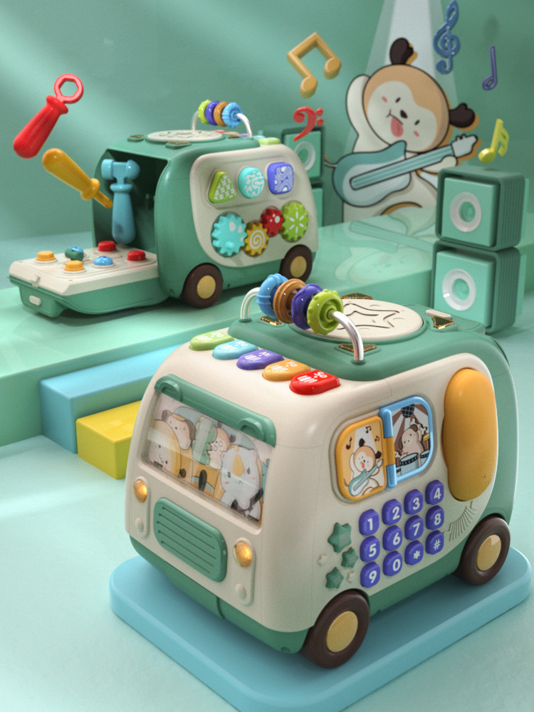 Happy Children's Toys For Boys And Girls, Babies, Brains, Hands, Drums, Toys, Hexahedron, Bus, Gift - Image 4