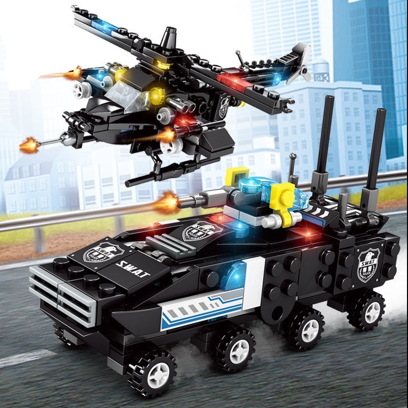 Thunder Accumulated Police Building Blocks Set (400–800 Pieces) – Educational Kids Construction Toy | Special Police Vehicles, Helicopter, Tank & Command Center Collection - Image 6