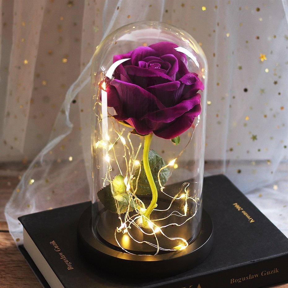 Mothers Day Wedding Favors Bridesmaid Gift Immortal Simulation Rose Glass Cover Luminous Led Ornament - Image 7