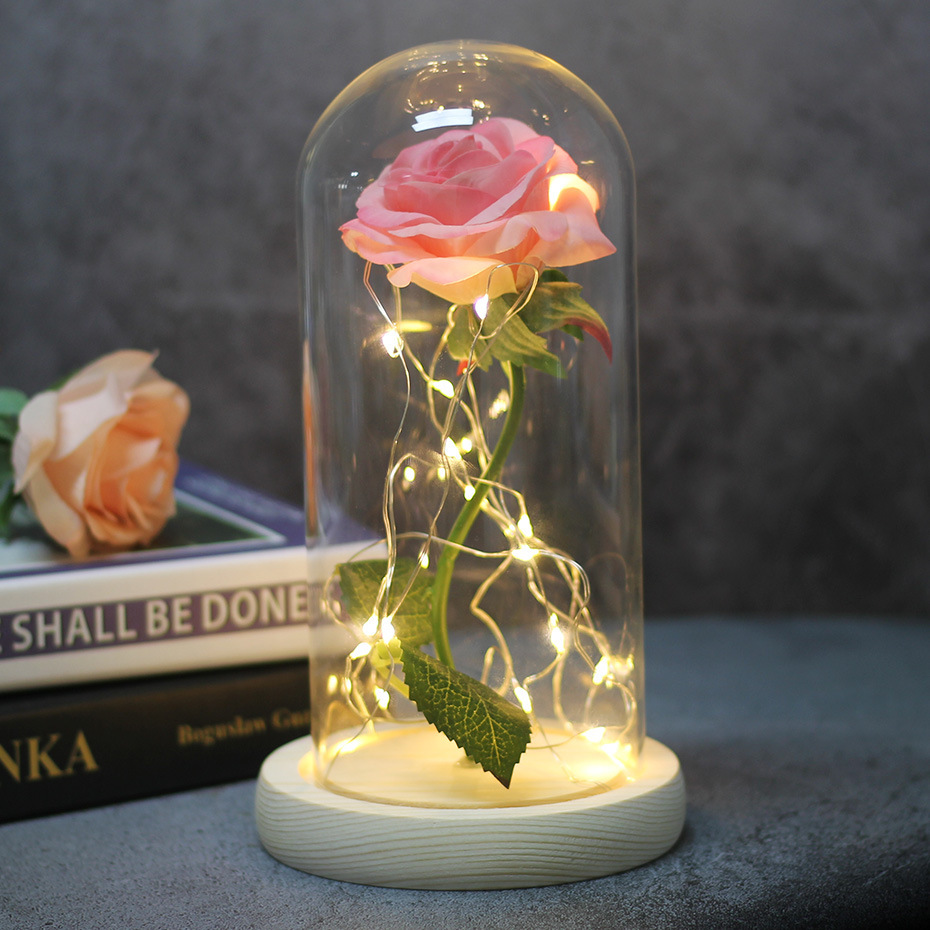 Mothers Day Wedding Favors Bridesmaid Gift Immortal Simulation Rose Glass Cover Luminous Led Ornament - Image 8