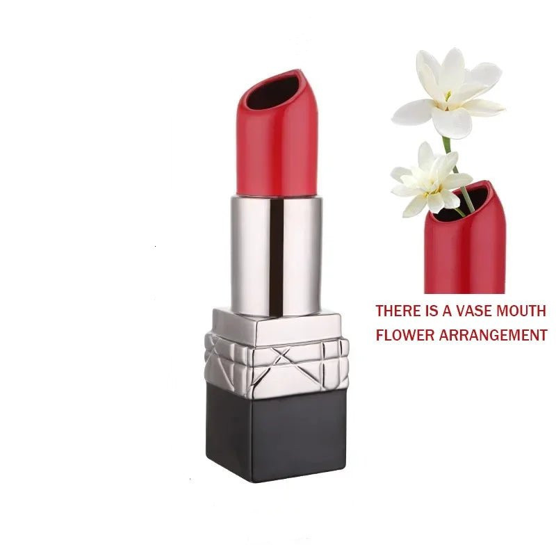 Creative Light-Luxury Modern Living Room Metal Lipstick-Shape Flower Vase - Image 5