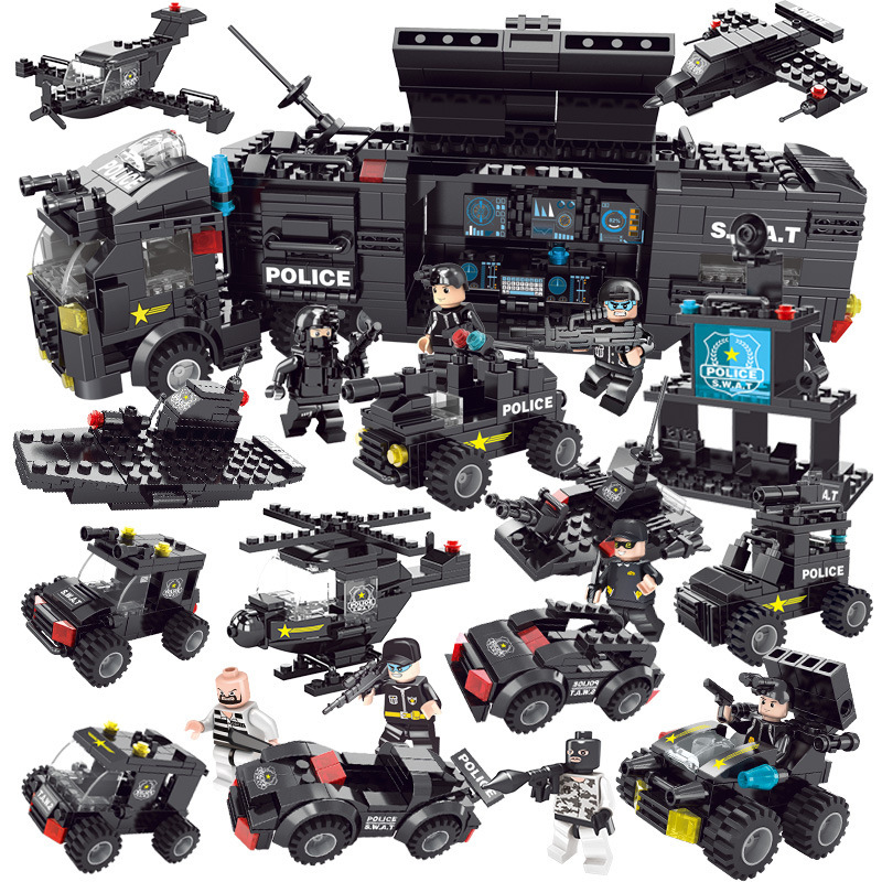 Thunder Accumulated Police Building Blocks Set (400–800 Pieces) – Educational Kids Construction Toy | Special Police Vehicles, Helicopter, Tank & Command Center Collection - Image 4