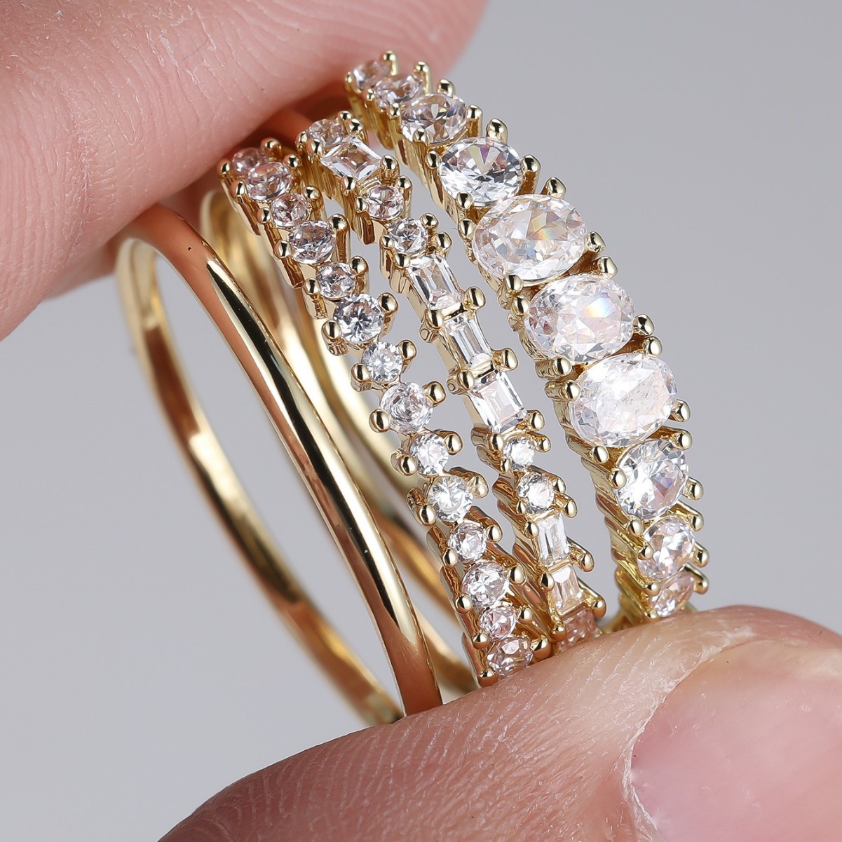 Round Color Zirconium Four-piece Ring - Image 10