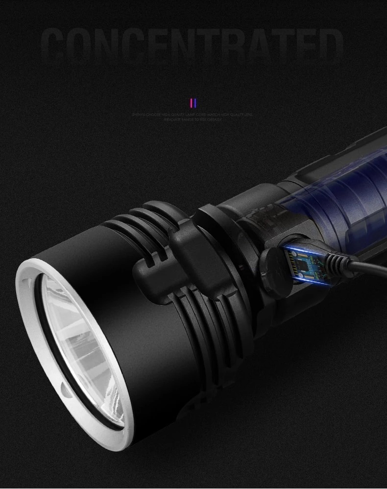 Strong Flashlight Focusing Led Light Rechargeable Super Bright LED Outdoor Xenon Lamp - Image 7