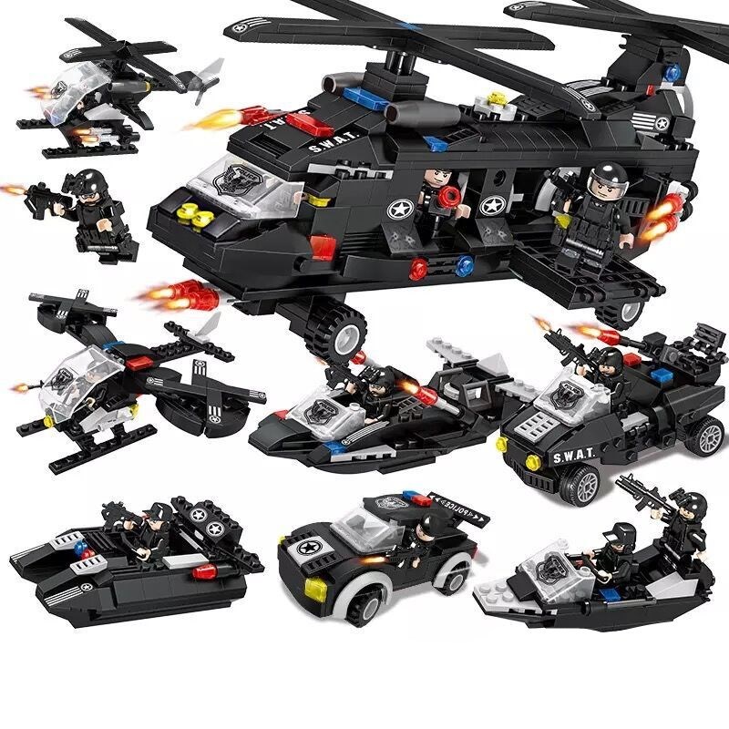 Thunder Accumulated Police Building Blocks Set (400–800 Pieces) – Educational Kids Construction Toy | Special Police Vehicles, Helicopter, Tank & Command Center Collection - Image 10