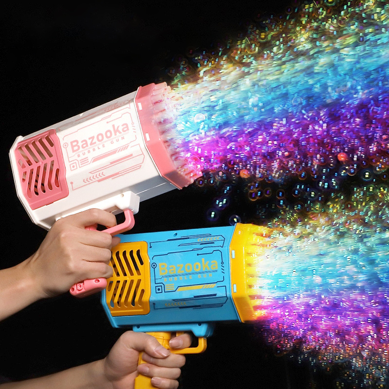 Bubble Gun Rocket 69 Holes Soap Bubbles Machine Gun Shape Automatic Blower With Light Toys For Kids Pomperos - Image 8