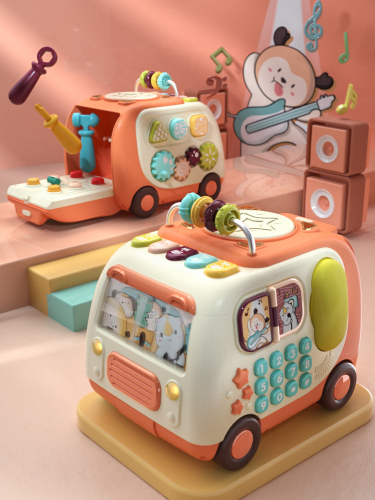 Happy Children's Toys For Boys And Girls, Babies, Brains, Hands, Drums, Toys, Hexahedron, Bus, Gift - Image 5