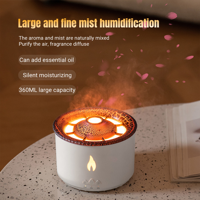 New Creative Ultrasonic Essential Oil Humidifier Volcano Aromatherapy Machine Spray Jellyfish Air Flame Humidifier Diffuser - Image 4