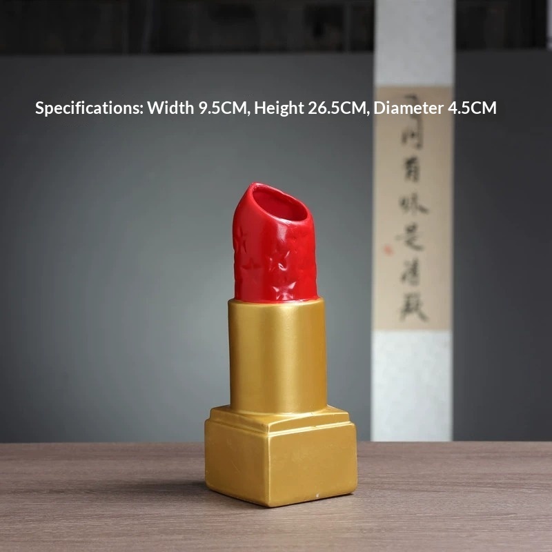 Creative Light-Luxury Modern Living Room Metal Lipstick-Shape Flower Vase - Image 8