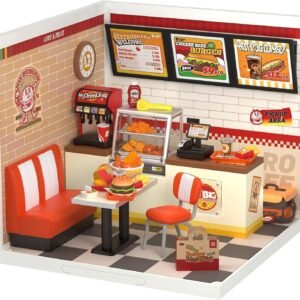 ROBOTIME DIY Miniature Dollhouse Kits Yum Burgers With LED Building Craft DW010