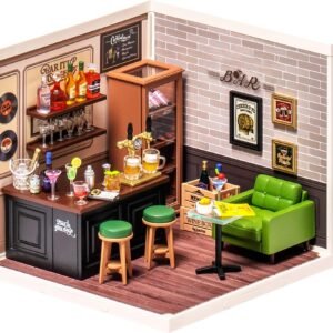 ROBOTIME DIY Miniature House Kit, Dollhouse Model Building Craft Kit With LED For Adults And Kids, Birthday Gift - Bar DW012