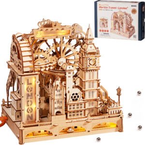 ROKR 3D Wooden Puzzle Marble Track - London City Model With LED Lights, 431-Piece Mechanical Building Set, Perfect For DIY Educational Engineering Art Gifts For Adults And Teens
